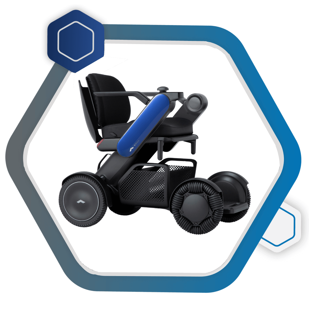 An image of a wheelchair with a hexagon on it.