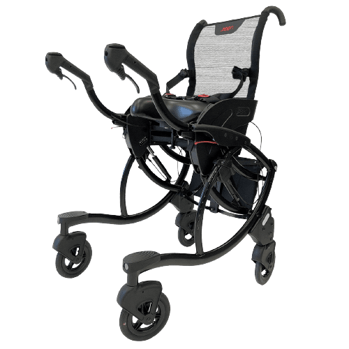A walker with wheels and a seat.
