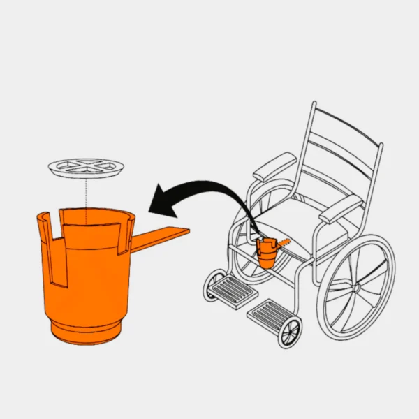 Orange cup holder for wheelchair