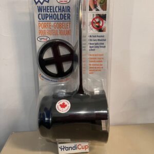 A package of a HandiCup Wheelchair Cup Holder.