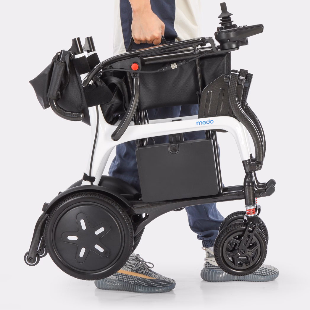 <h3>Lightweight Design </h3>One of the lightest power chairs on the market. Weighs 28.6 lb. with the battery and cushion removed.