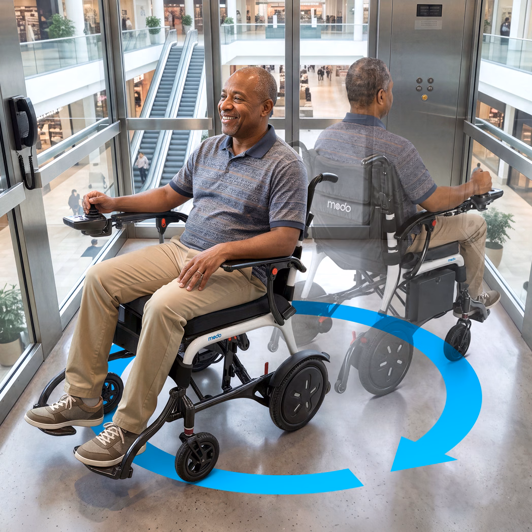 <h3>Excellent Maneuverability </h3>Navigate cramped indoor spaces with a tight turning radius, 3.7 mph speed, and 9.5-mile range.
